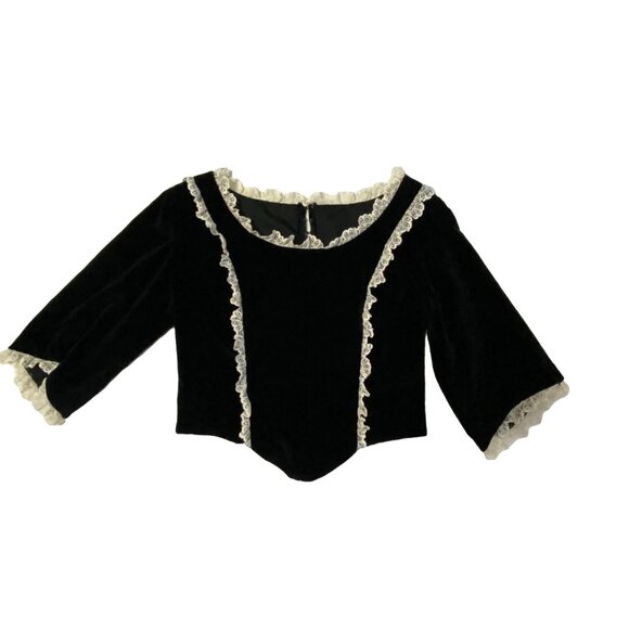 HANDMADE Velvet Lace Trim Top & COLDWATER CREEK Plaid Skirt Set Scottish Holiday - Picture 5 of 14